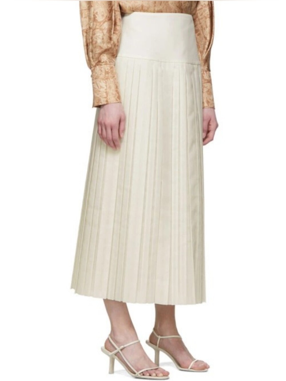 THE ROW Magdita Extended Waistband Pleated Midi Skirt In Ivory US 8 Org $1,470 - Picture 4 of 16